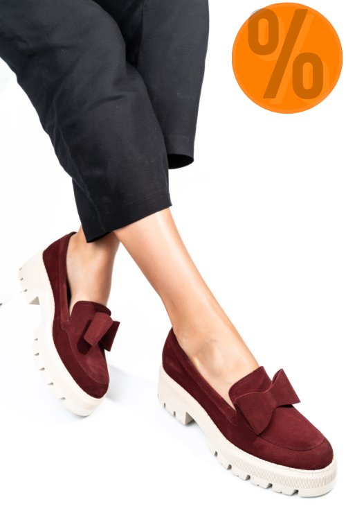 Mocasini visinii piele naturala intoarsa 2s77110b