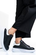 PANTOFI SPORT NEGRU ALB PIELE NATURALA 4S7742