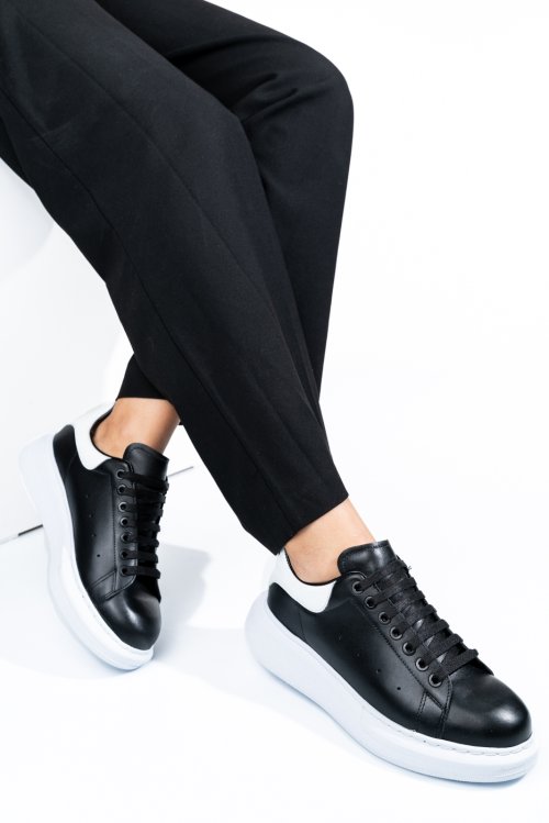 Pantofi sport negru alb piele naturala 4s7742