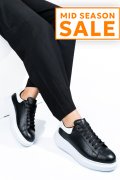 PANTOFI SPORT NEGRU ALB PIELE NATURALA 4S7742