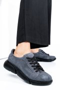 PANTOFI SPORT GRI NEGRU PIELE NATURALA INTOARSA 3S77011B