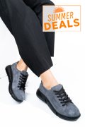 PANTOFI SPORT GRI NEGRU PIELE NATURALA INTOARSA 3S77011B
