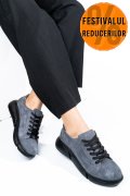 PANTOFI SPORT GRI NEGRU PIELE NATURALA INTOARSA 3S77011B