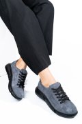 PANTOFI SPORT GRI NEGRU PIELE NATURALA INTOARSA 3S77011B