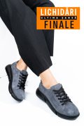 PANTOFI SPORT GRI NEGRU PIELE NATURALA INTOARSA 3S77011B