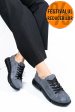 Pantofi sport gri negru piele naturala intoarsa 3s77011b