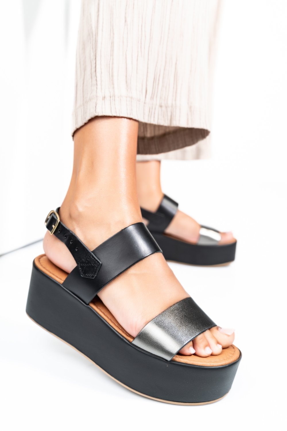 SANDALE NEGRE PIELE NATURALA CS77HIARA375