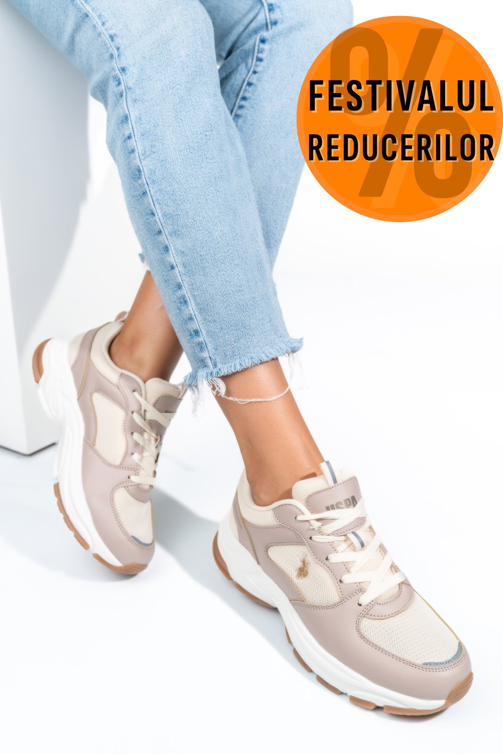 U.S. POLO ASSN, PANTOFI SPORT BEIGE SORLEY