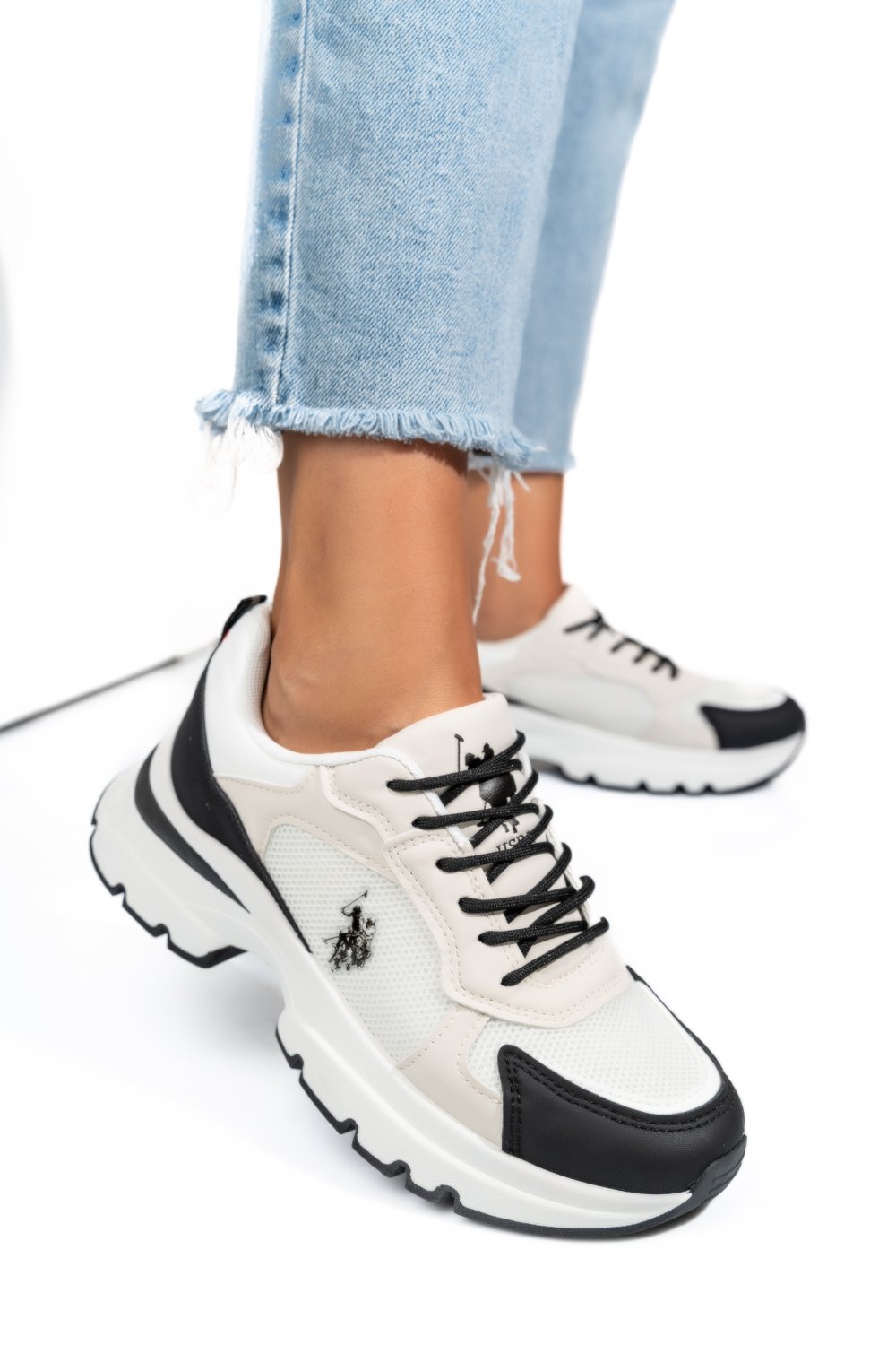 U.S. POLO ASSN, PANTOFI SPORT BLACK WHITE LEAH
