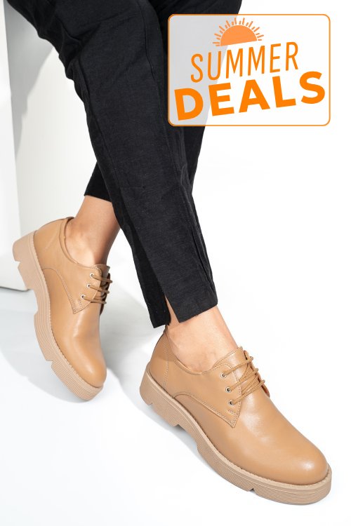 Pantofi bej piele naturala 4s7759