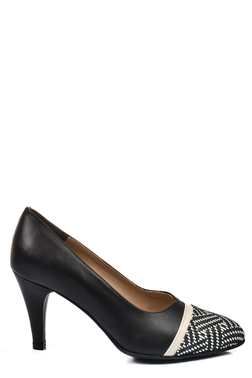 PANTOFI DAMA PIELE NATURALA NEGRU ALB 1S77677L