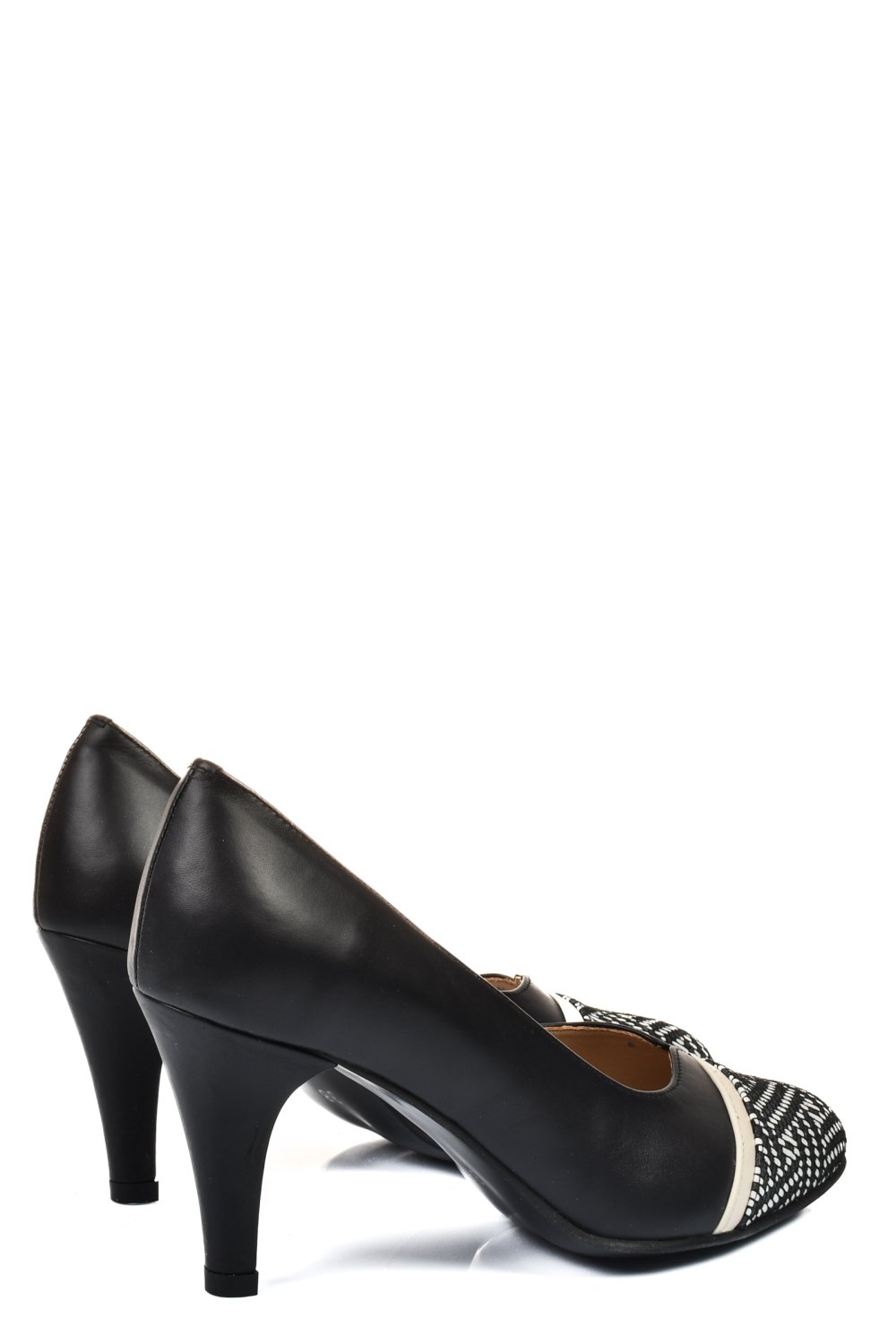 PANTOFI DAMA PIELE NATURALA NEGRU ALB 1S77677L