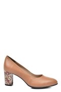 PANTOFI NUDE TOC FLORAL PIELE NATURALA 3S77015