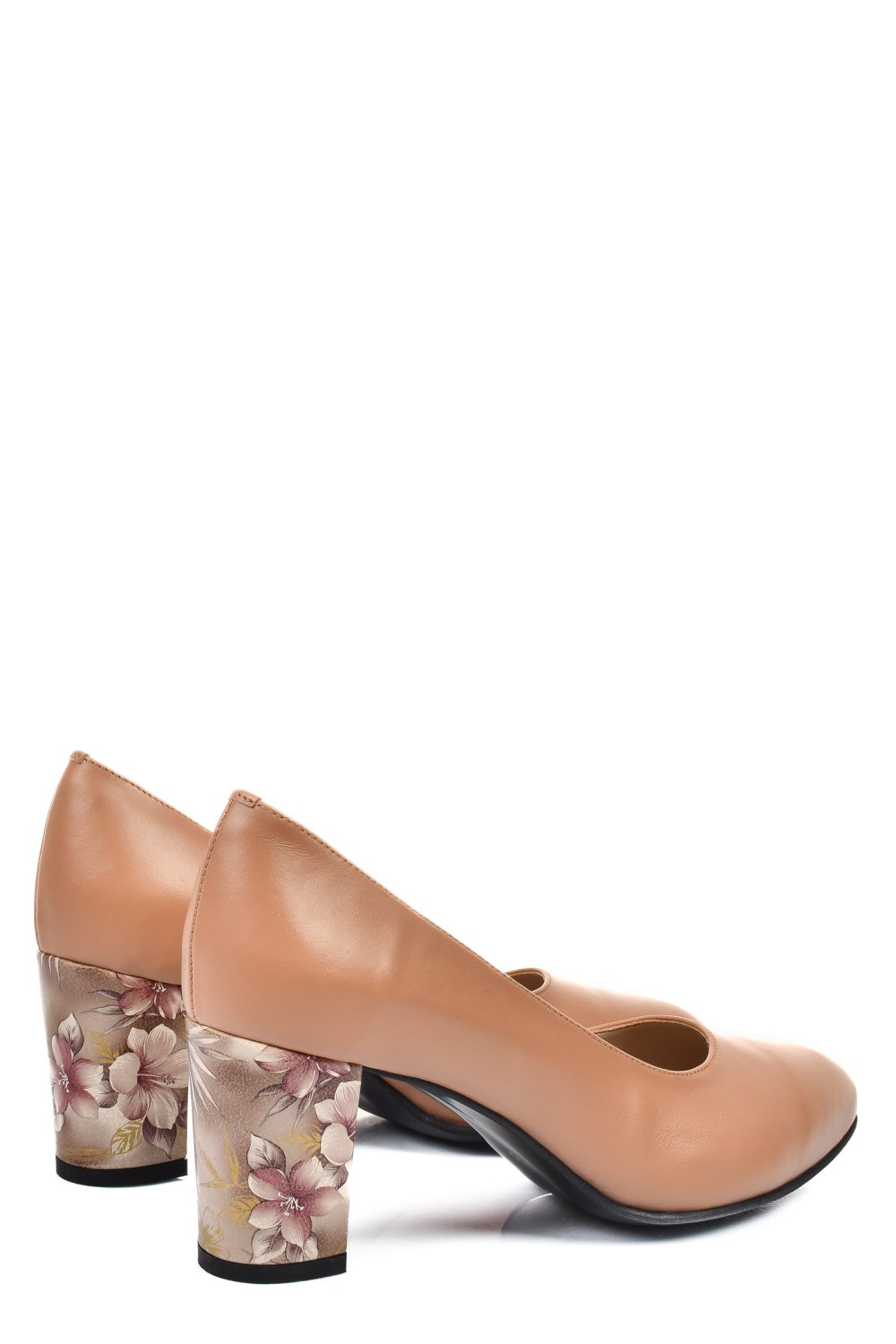 PANTOFI NUDE TOC FLORAL PIELE NATURALA 3S77015