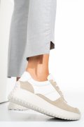 PANTOFI SPORT BEJ ALB PIELE NATURALA 4S7754