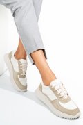 PANTOFI SPORT BEJ ALB PIELE NATURALA 4S7754