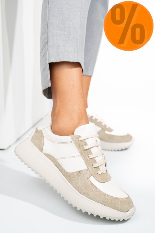 Pantofi sport bej alb piele naturala 4s7754