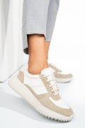 PANTOFI SPORT BEJ ALB PIELE NATURALA 4S7754