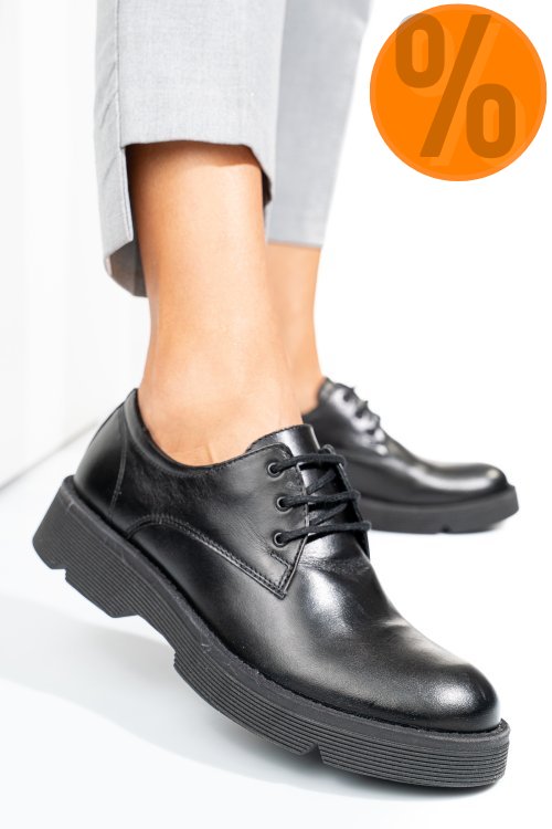 Pantofi negri piele naturala 4s7759