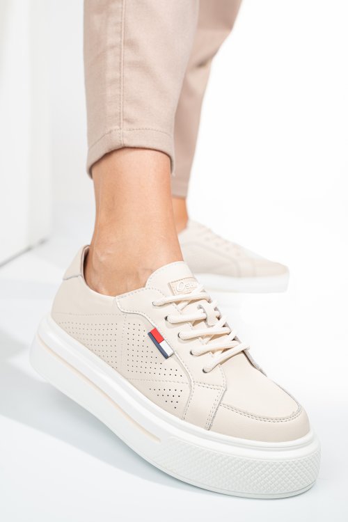 Pantofi sport beige piele naturala 7sp6254-11a