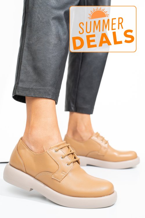 Pantofi bej piele naturala 4s7758
