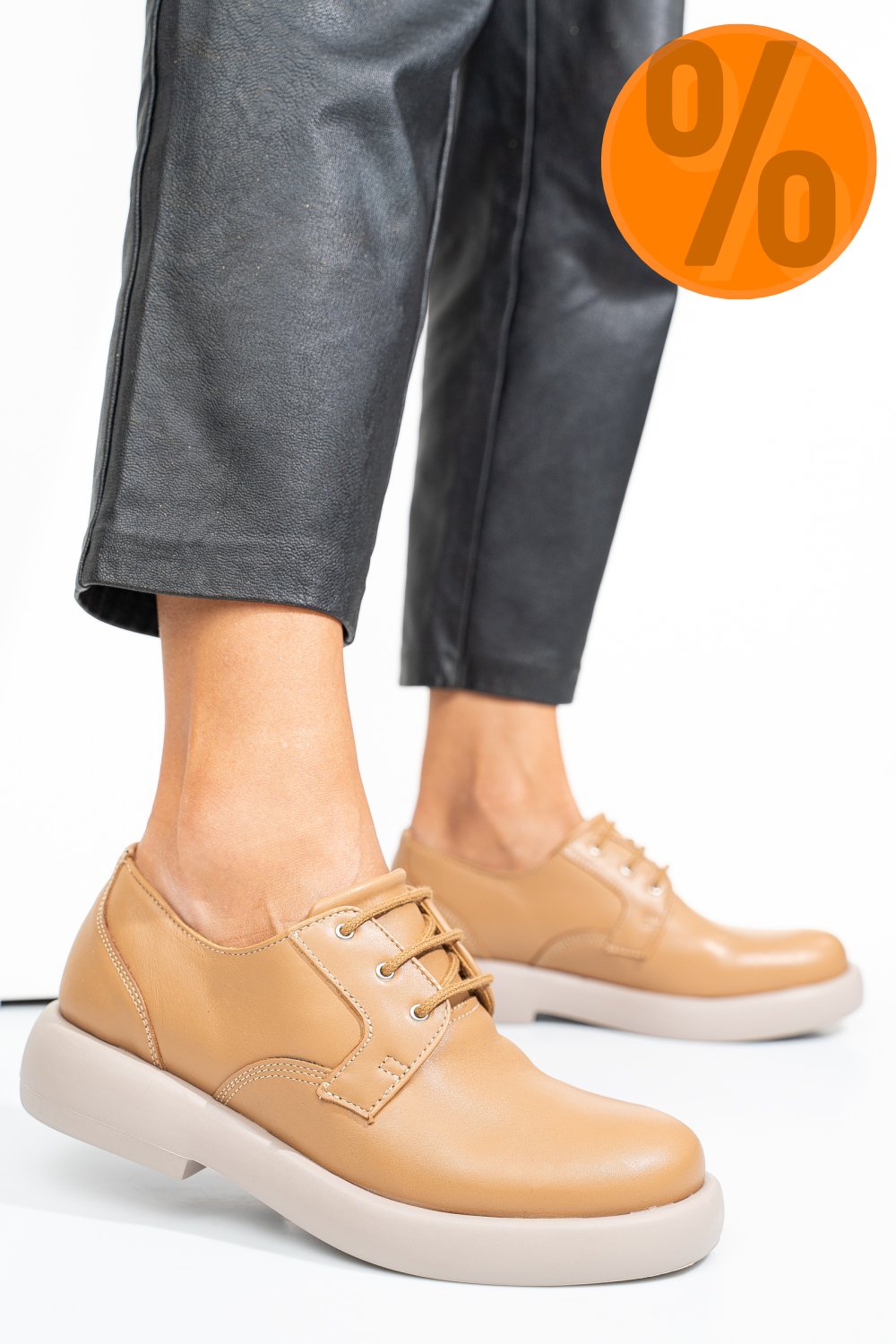 PANTOFI BEJ PIELE NATURALA 4S7758