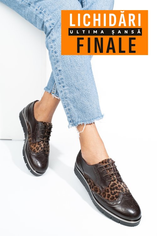 Pantofi maro leo piele naturala 5s7744001