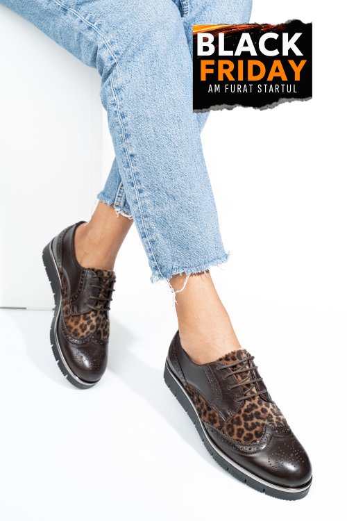 Pantofi maro leo piele naturala 5s7744001