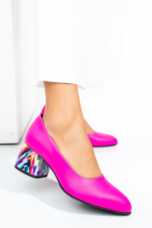 Pantofi fuchsia color piele naturala 5s77002