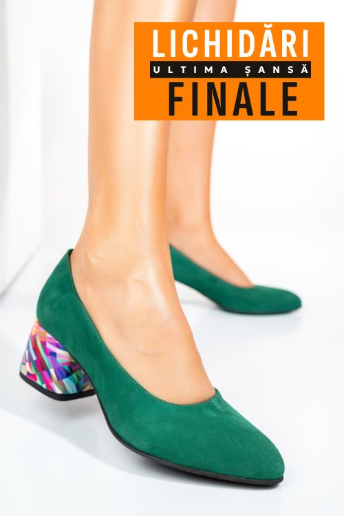 Pantofi verde color piele naturala intoarsa 5s77002