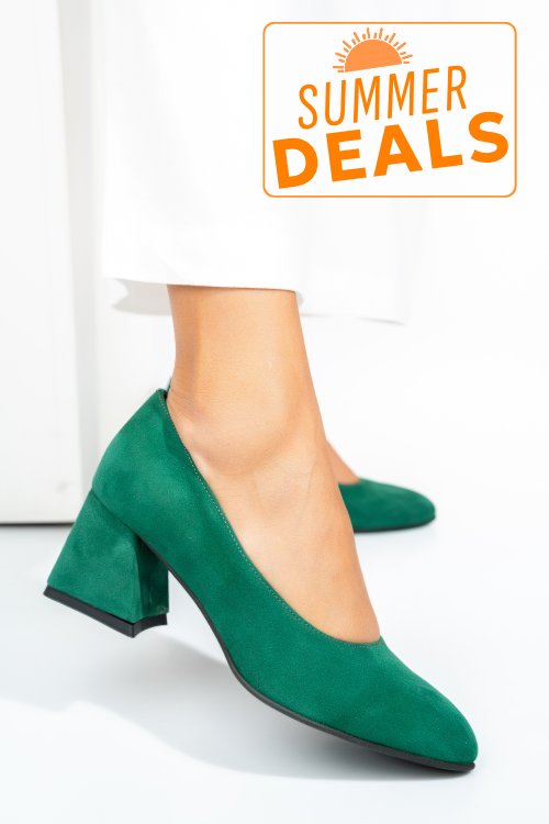 Pantofi verzi piele naturala intoarsa 5s77006