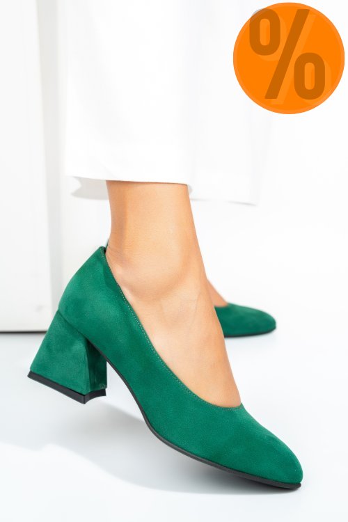Pantofi verzi piele naturala intoarsa 5s77006