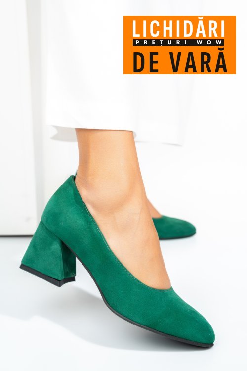 Pantofi verzi piele naturala intoarsa 5s77006
