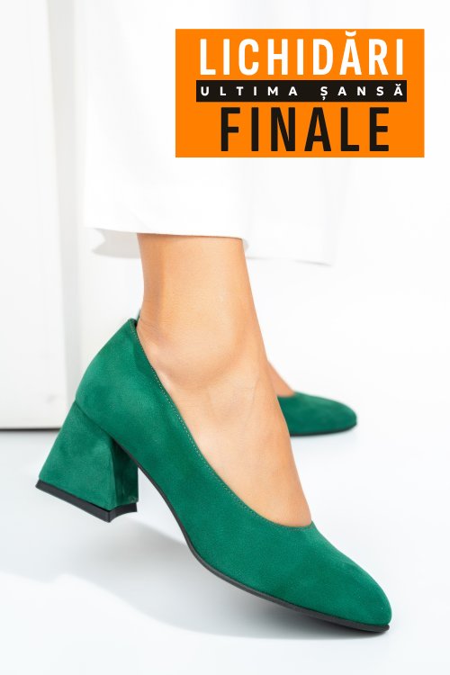 Pantofi verzi piele naturala intoarsa 5s77006