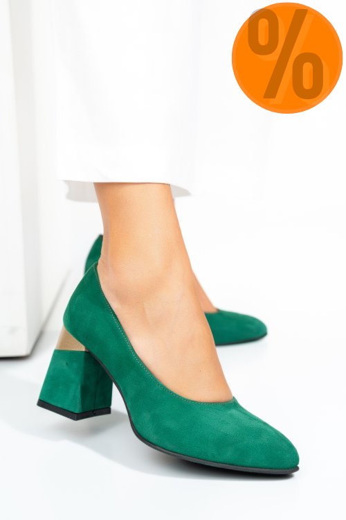 Pantofi verzi piele naturala intoarsa 5s77005