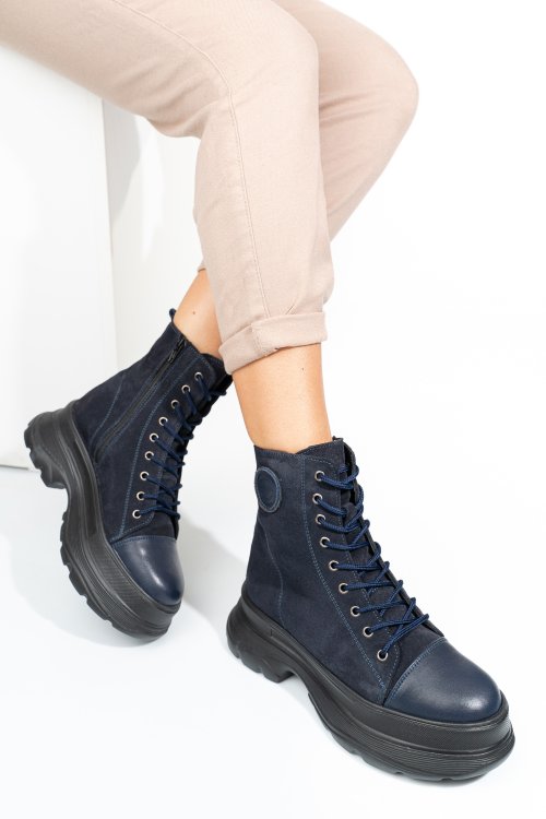 Ghete bleumarin piele naturala intoarsa 222860sp