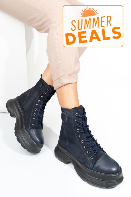 Ghete bleumarin piele naturala intoarsa 222860sp