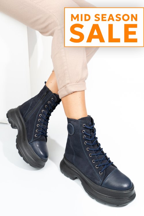 Ghete bleumarin piele naturala intoarsa 222860sp