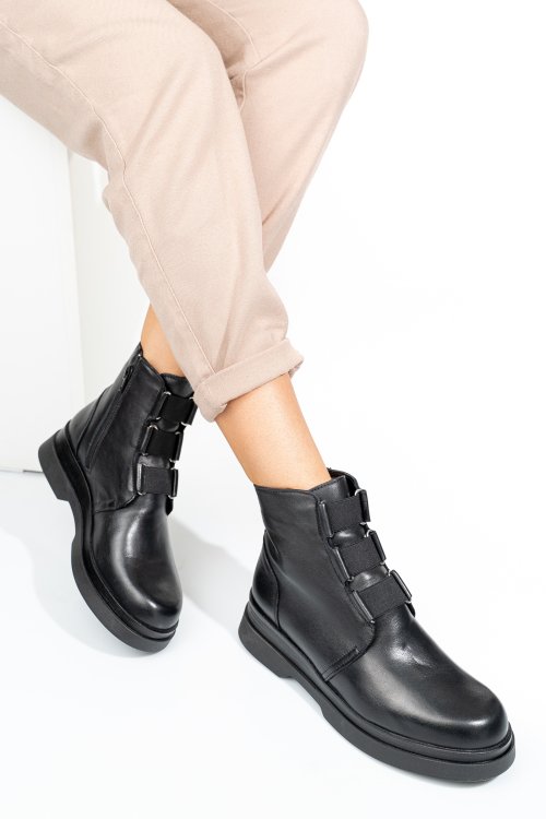 Ghete negre piele naturala 242816np