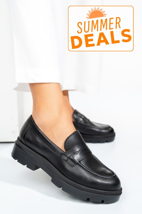 Mocasini negri piele naturala emme011