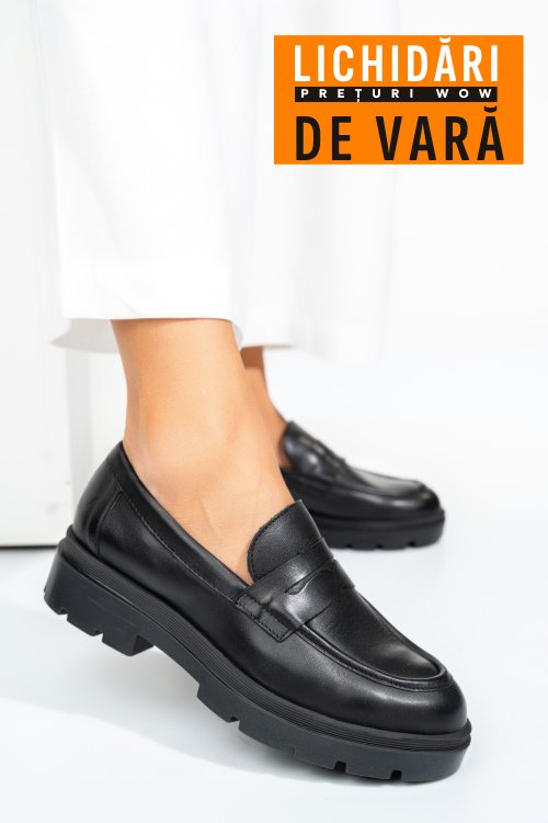 Mocasini negri piele naturala emme011