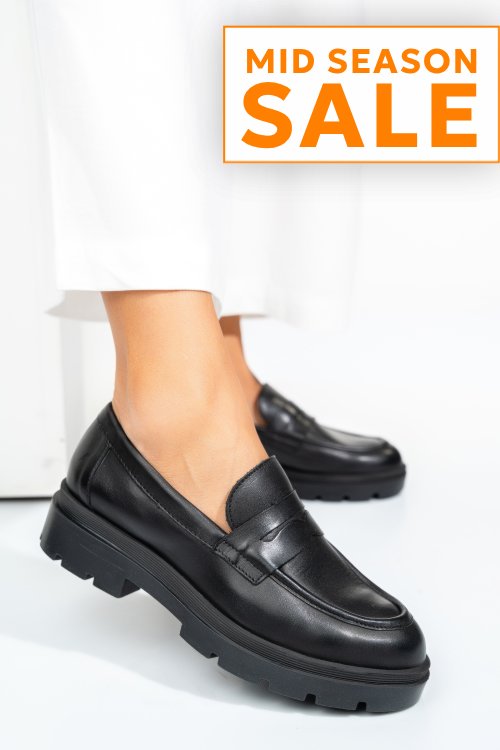 Mocasini negri piele naturala emme011