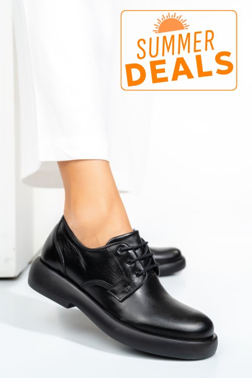 Pantofi negri piele naturala 4s7758
