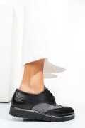 PANTOFI NEGRU ARGINTIU PIELE NATURALA 5S7744001