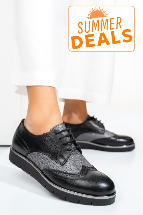 Pantofi negru argintiu piele naturala 5s7744001