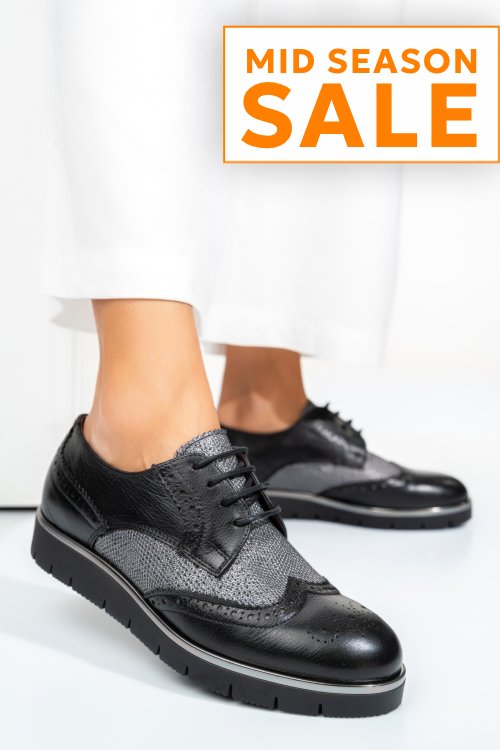 Pantofi negru argintiu piele naturala 5s7744001