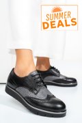 PANTOFI NEGRU ARGINTIU PIELE NATURALA 5S7744001