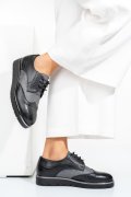 PANTOFI NEGRU ARGINTIU PIELE NATURALA 5S7744001