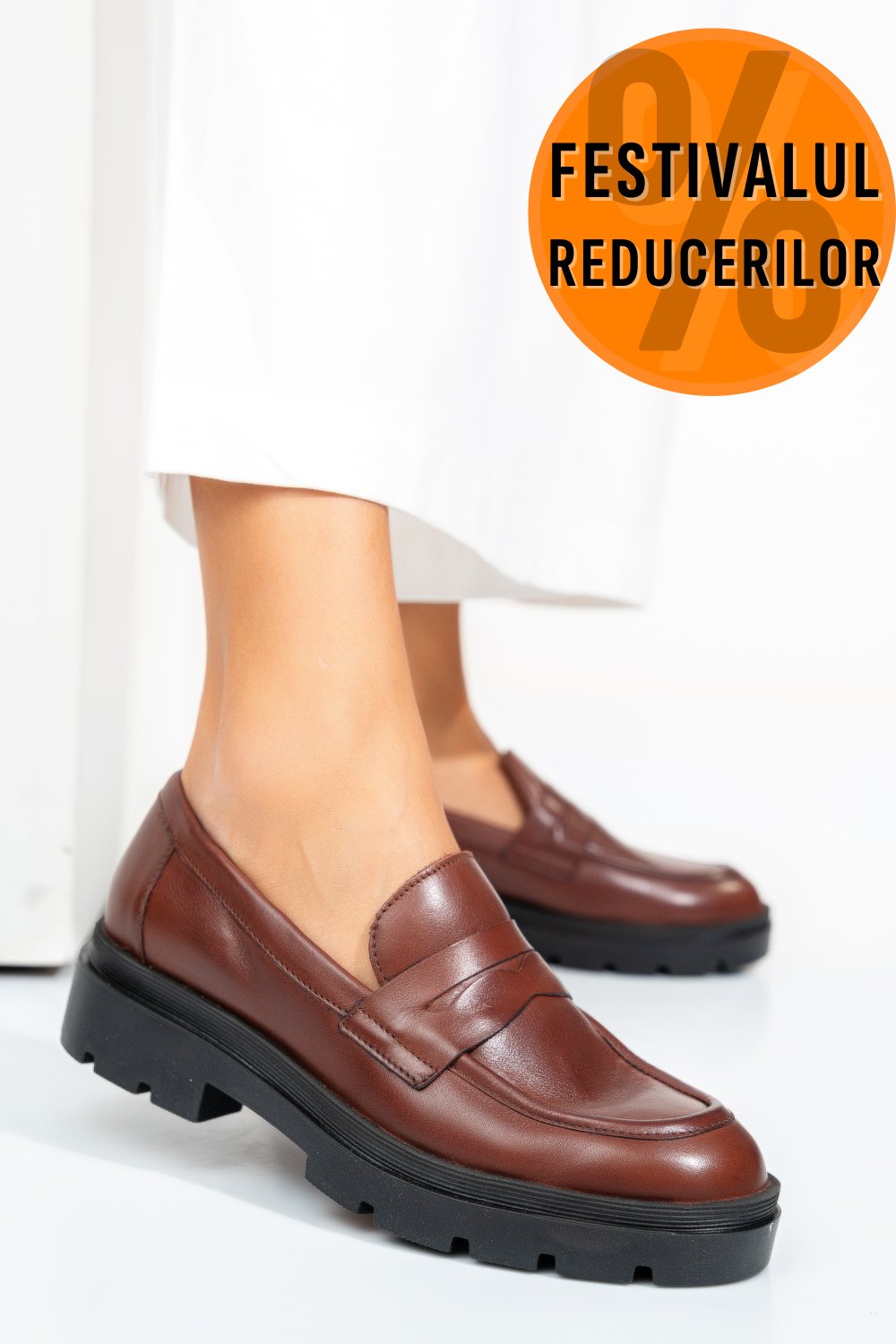 MOCASINI BROWN PIELE NATURALA EMME011