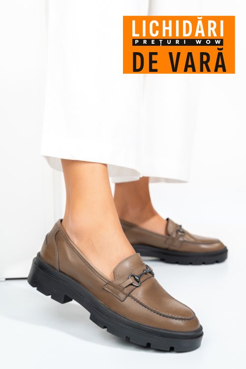 Mocasini taupe piele naturala sally02